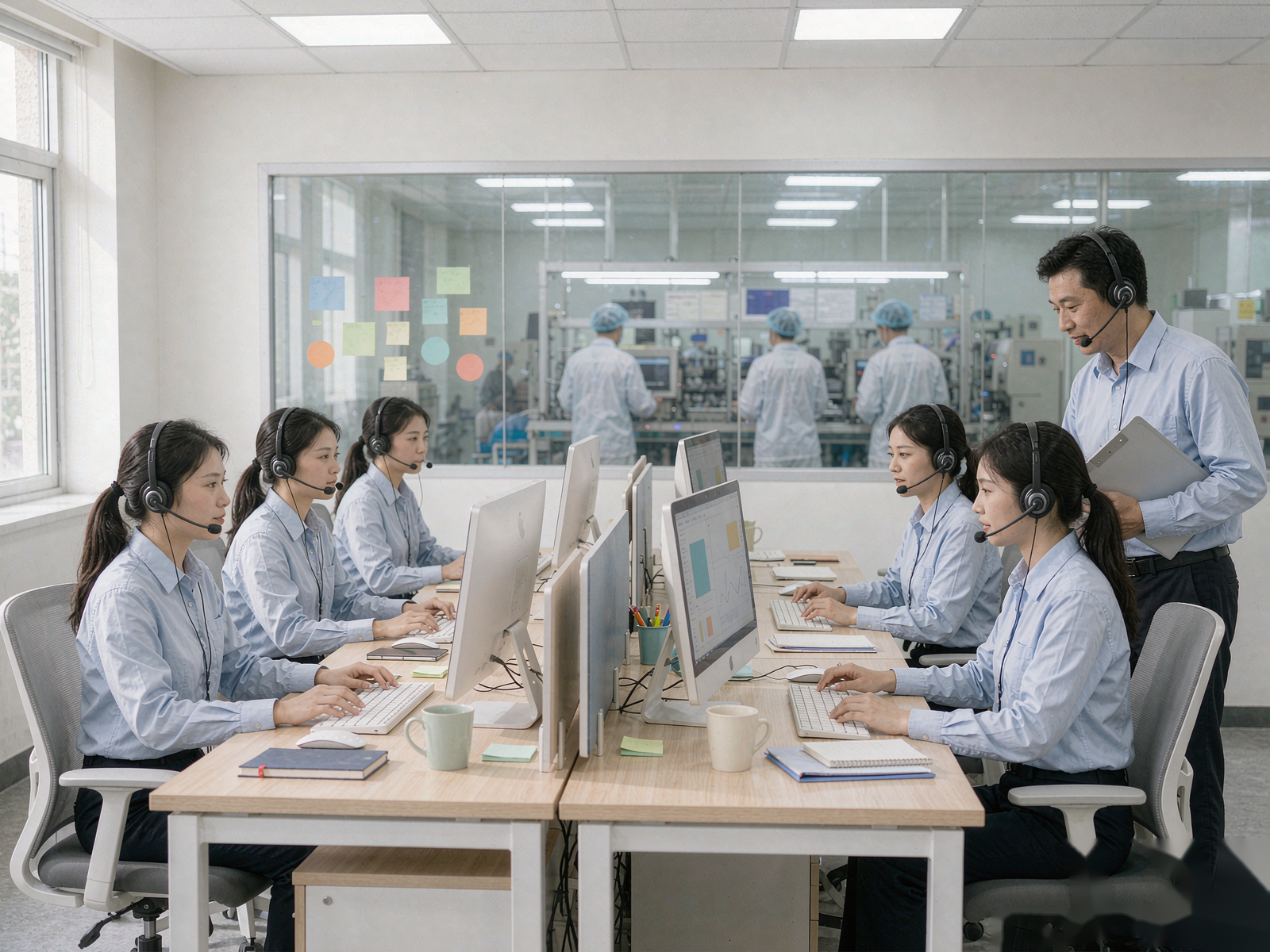 电子工厂 / 客服工作现场图
